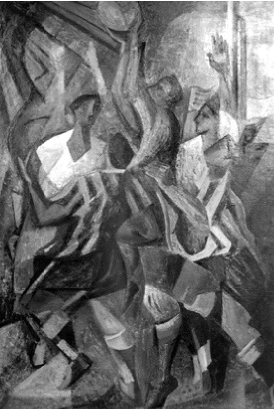 El fÃºtbol, Ã³leo sobre madera, 1949.