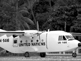 El Aviocar C-212 (FAU 531/UN-146). Cumplía una misión para ONU.