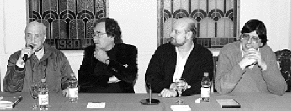 Encuentro. José Martínez, Eliseo Subiela, Juan José Campanella y Jorge Jellineck.