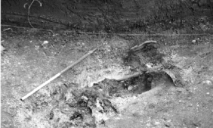 Batallón Nº 14. Primeros estudios confirmaron que se trataba de los restos de un hombre.